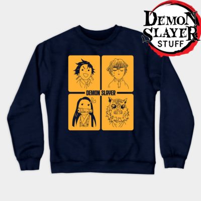 Demon Slayer Cute Window Sweatshirt Navy Blue / S