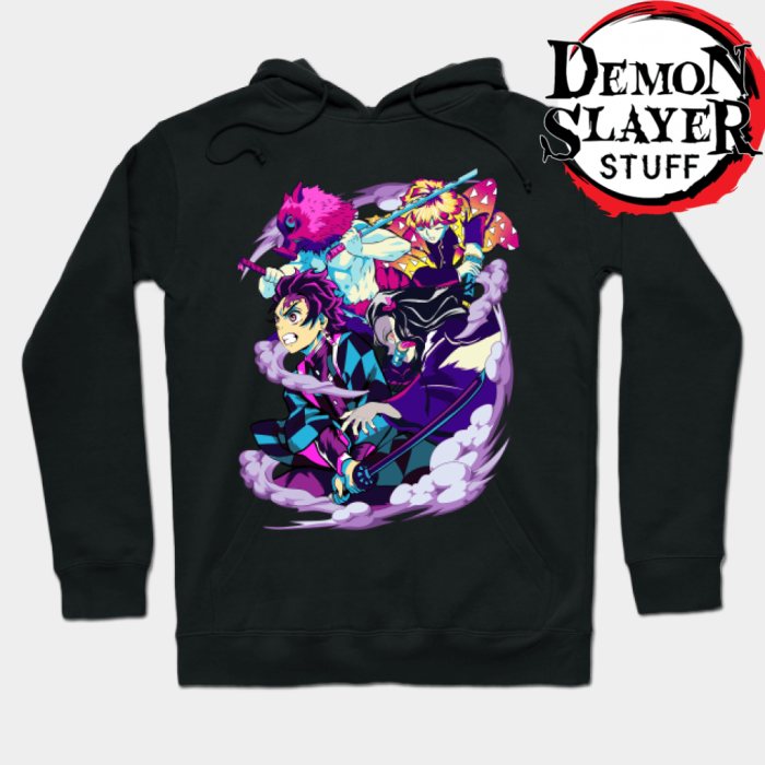 Demon Slayer Retro Style Hoodie Black / S