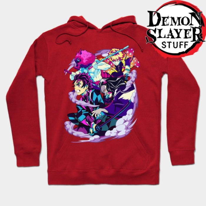 Demon Slayer Retro Style Hoodie Red / S