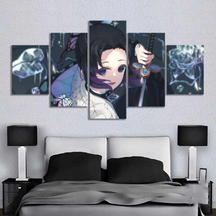 Home Decoration Modular Painting 5 Pcs HD Anime Girl Picture Kimetsu No Yaiba Shinobu Poster Canvas 60a4e5b8 c8f3 436d b1a8 4ed8557a3bbe - Demon Slayer Merch | Demon Slayer Stuff