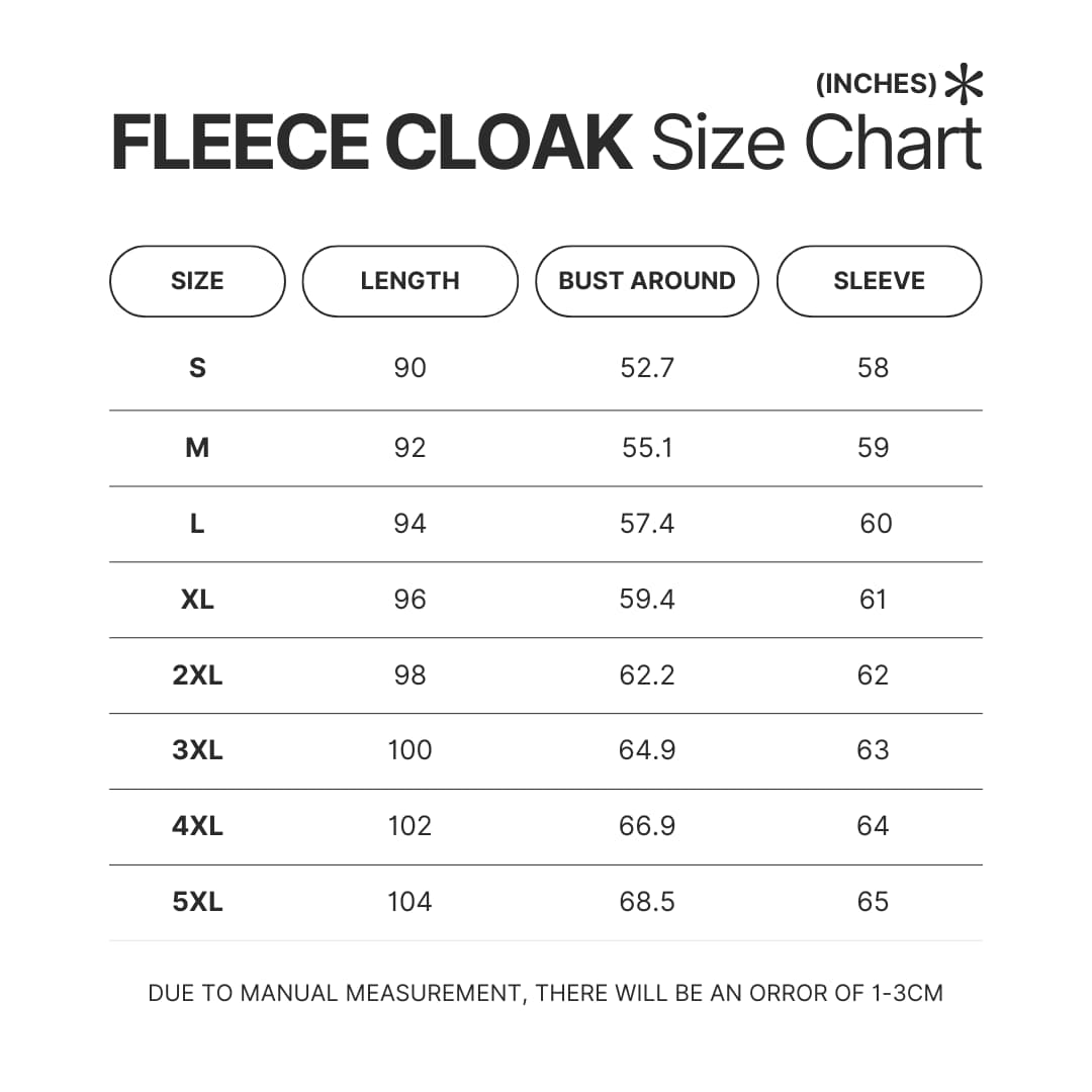 Fleece Cloak Size Chart - Demon Slayer Merch | Demon Slayer Stuff