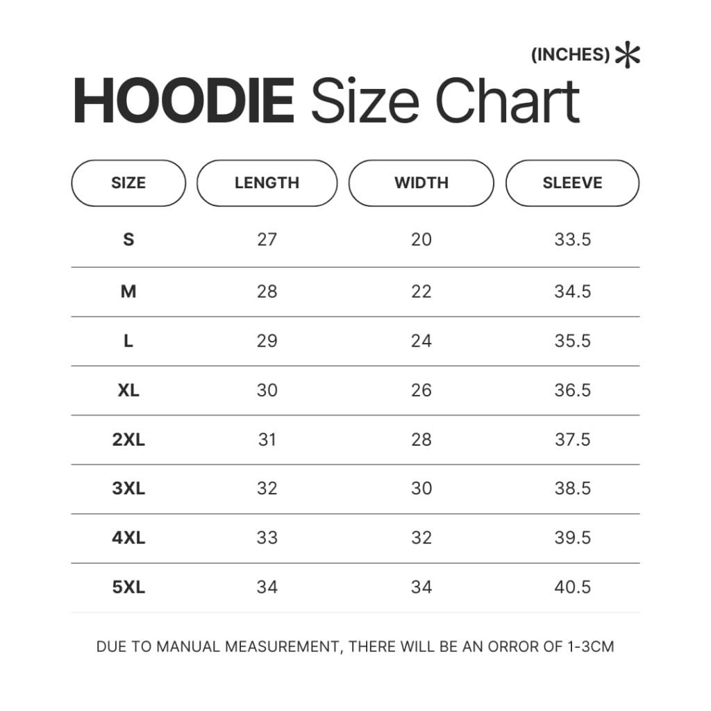 Hoodie Size Chart - Demon Slayer Merch | Demon Slayer Stuff