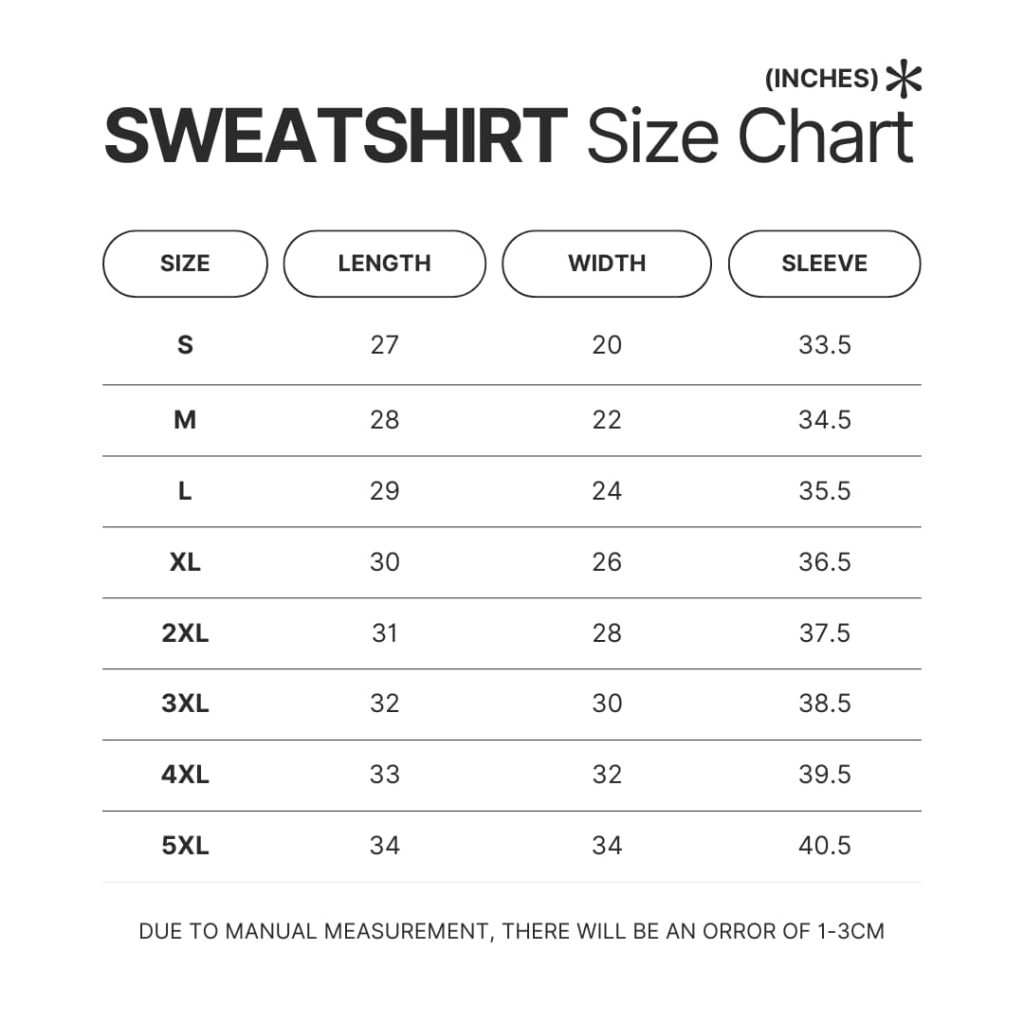 Sweatshirt Size Chart - Demon Slayer Store