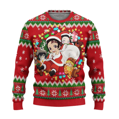 Demon Slayer Red Chibi Premium Ugly Christmas Sweater